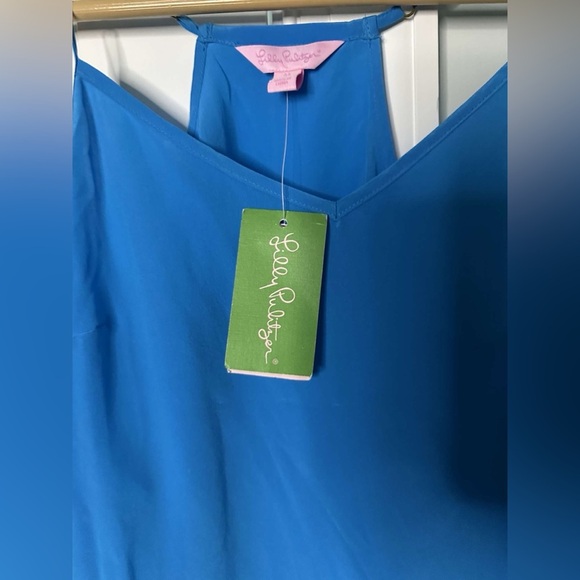 Lilly Pulitzer-Dusk silk tank top-Ariel Blue-Size Medium-NWT - Picture 2 of 13